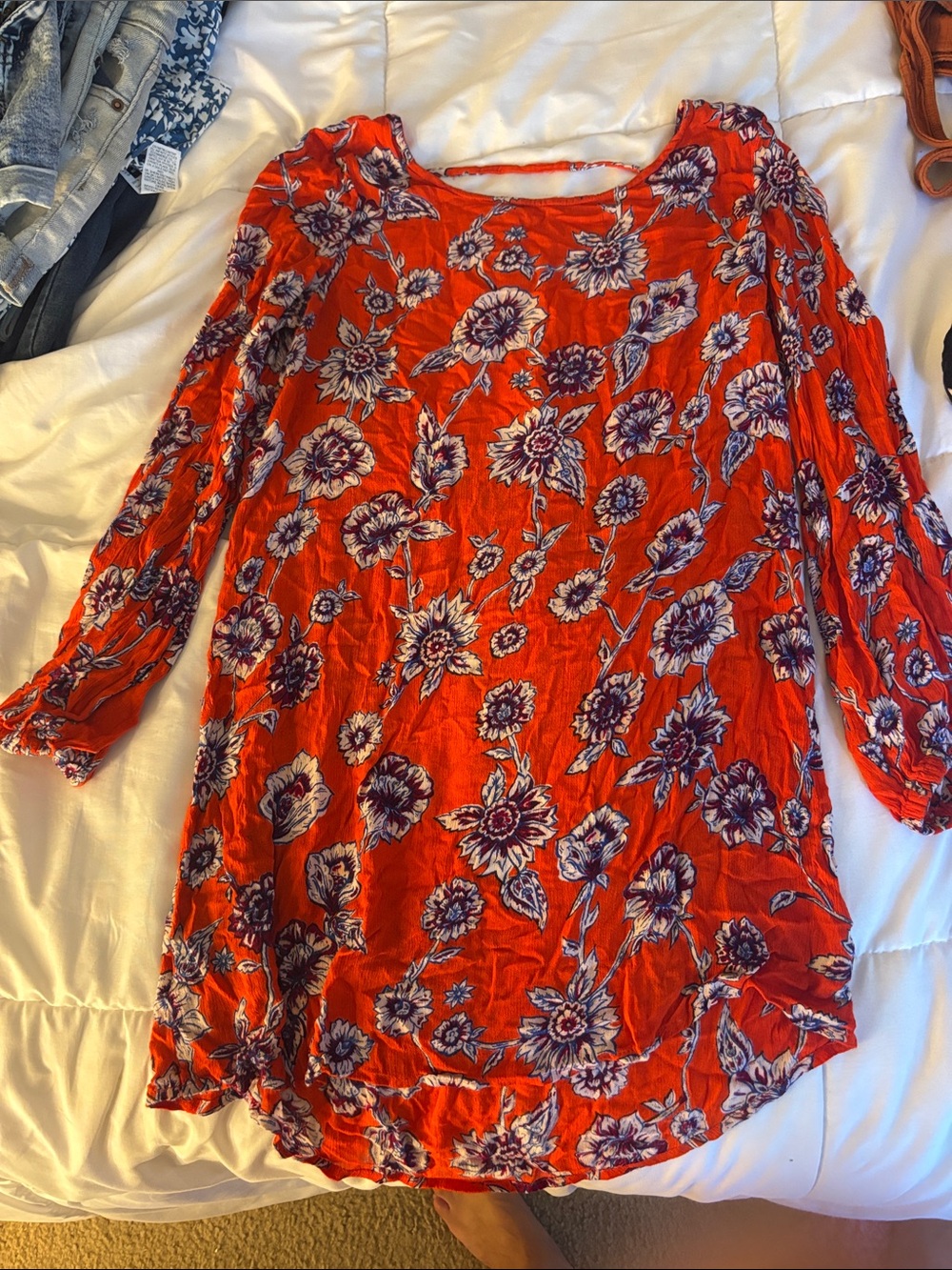 Billabong Red Floral Long-Sleeve Tunic